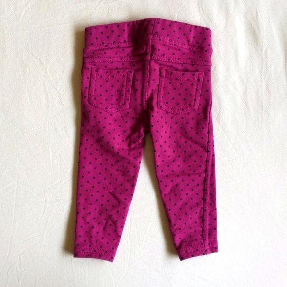 purple with polkadots stretchy knit jeggings 9-12 months baby girl - Picture 6 of 7